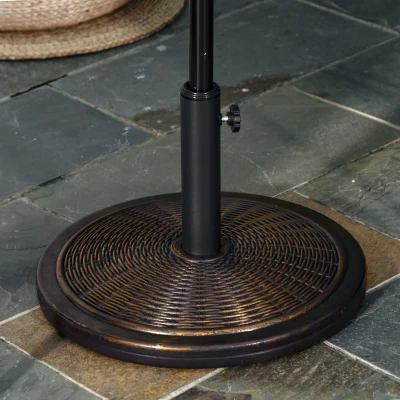 Outsunny Sonnenschirmständer aus Zement 14kg Rund Schirmständer mit Rattanoptik für Sonnenschirm 35mm/38mm/48mm Rohrdurchmesser