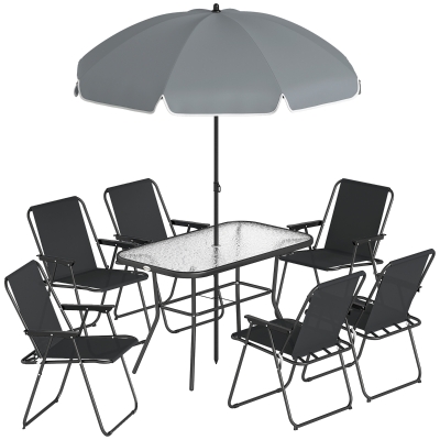 Set Dining 8 Piese cu Umbrelă Negru