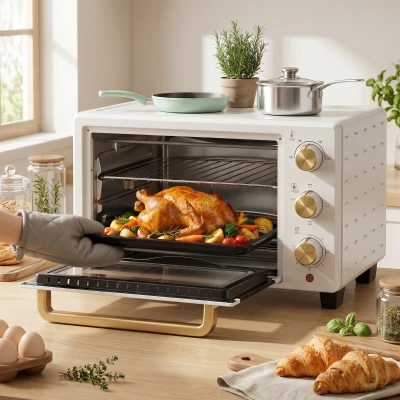 HOMCOM Mini Countertop Oven 21L Adjustable Temperature White
