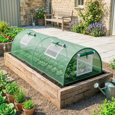Outsunny Invernadero Pequeño para Cultivo de Plantas con 4 Ventanas Marco de Acero y Cubierta de PE Anti-UV 200x80x45 cm Verde