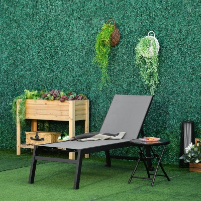 Outsunny Sonnenliege, Gartenliege, 5-stufige Rückenlehne, Aluminium, Grau, 202 x 65 x 43 cm