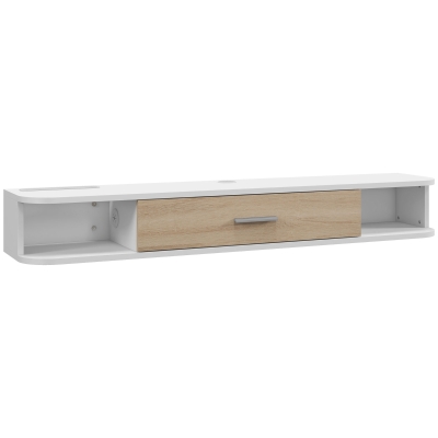 HOMCOM Mobile TV con 2 Ripiani Aperti Armadietto Bianco e Rovere
