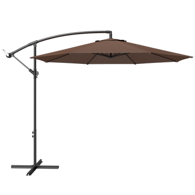 Outsunny Sonnenschirm mit Kurbel Wetterbeständig 3 m x 3 m x 2,5 m Stahl Polyester Kaffee