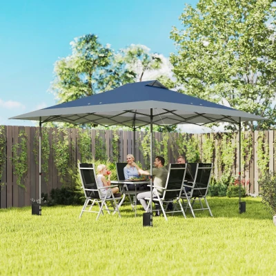 Outsunny Pavillon ca. 4x4m Wasserdicht Stabil Winterfest Pop-up Faltpavillon mit Ein-Schritt-Schließfunktion UV 50+