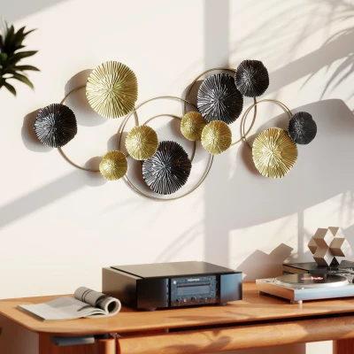 HOMCOM Modern Metal Wall Art Multi-Disc Design, Living Room