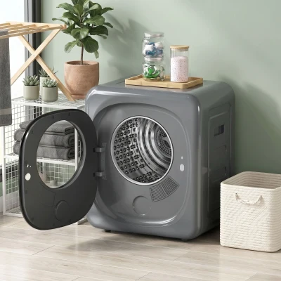HOMCOM 4 kg Wäschetrockner, kompaktes Design, 5 Modi, Timer, Grau+Schwarz