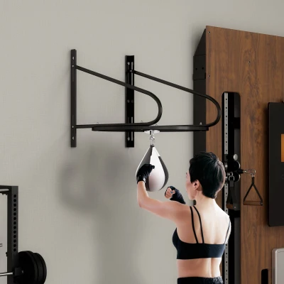 SPORTNOW Pera de velocidade de boxe saco de pancada para adultos com suporte com rótula giratória 360° bomba montagem em parede ou teto preto e branco