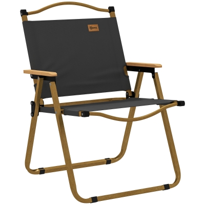 Outsunny Cadeira de camping e pesca dobrável com apoios de braço tecido Oxford e estrutura em aço 54 x 59 x 78 cm cinza escuro