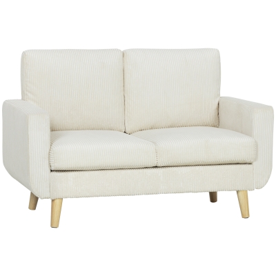 HOMCOM Canapé 2 Places Velours Crème 134cm Moderne Rembourré
