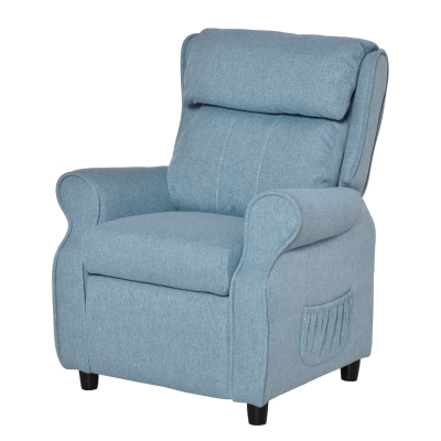 HOMCOM Sofá infantil Poltrona com apoio para os pés Apoio de braço Encosto ajustável Poltrona relax Sofá-cama infantil Cadeira para 3-5 anos Meninos e meninas Azul