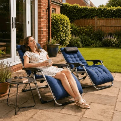 Sunlounger 90cm x 65cm x 110cm Blue