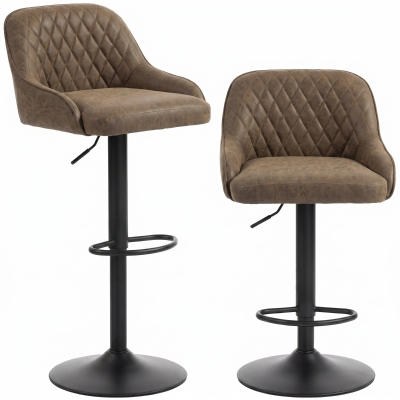 HOMCOM 2er-Set Barhocker, hohe Küchenhocker mit drehbarem Sitz und höhenverstellbar, Dunkelbraun