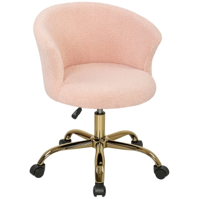 Vinsetto Cadeira de escritório, poltrona ergonómica ajustável em altura, assento giratório, base em aço, rosa
