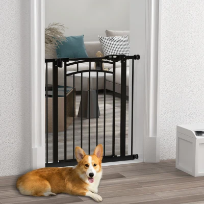 PawHut Barreira de segurança para cães barreira de escada extensível dupla trava 74-80 x 76 cm preto