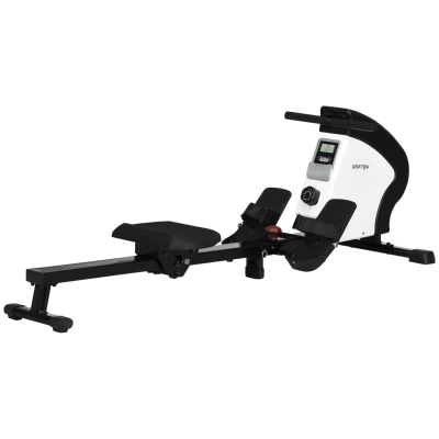 Remoador de apartamento dobrável - Aosom.fr x FFHandball - 8 níveis de resistência magnética, ecrã LCD - aço preto e branco