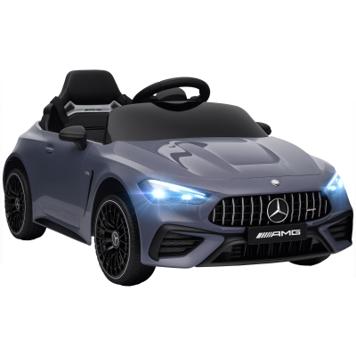 AIYAPLAY Carro elétrico infantil, design Mercedes, motores 12V, controle remoto, luzes LED, música, para crianças de 3-6 anos, cinza