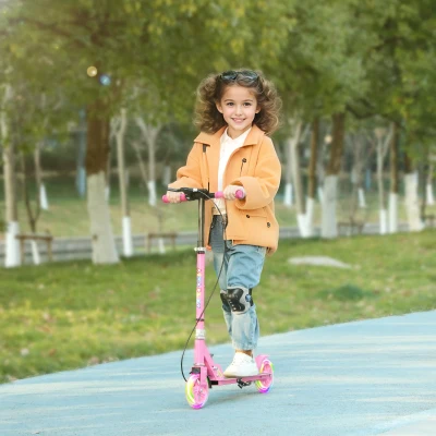 AIYAPLAY Patinete Infantil 3-8 Anos com Rodas Luminosas, Guidão Ajustável e Travão Traseiro, Rosa