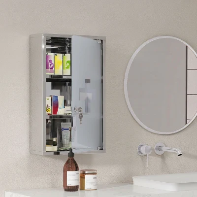 HOMCOM Armoire Murale Acier Verrouillable 3 Niveaux avec Clés