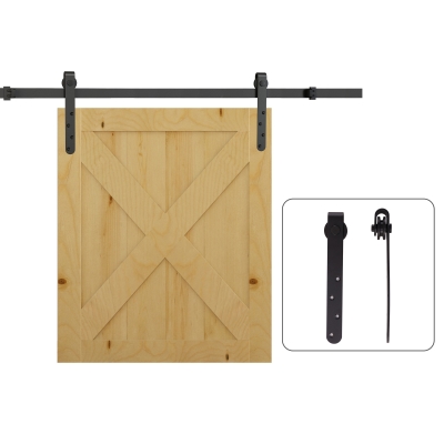 HOMCOM Kit para Porta Deslizante Sistema Embutido para Portas Espessura 20-25 mm Largura Máx. 0,9 m Carga Máx. 20 kg Aço Preto