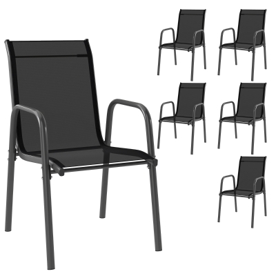 Outsunny Set 6 Chaises Jardin Empilables Dossier Haut