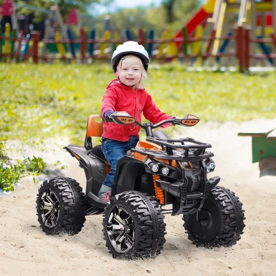 HOMCOM Veículo infantil 12 V com função frente/verso, leitor MP3, farol, 3-8 km/h, 3-5 anos, Laranja