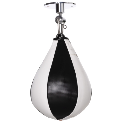 SPORTNOW Pera de velocidade de boxe saco de pancada para adultos com suporte com rótula giratória 360° bomba montagem em parede ou teto preto e branco