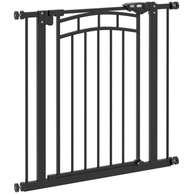 PawHut Barreira de segurança para cães barreira de escada extensível dupla trava 74-80 x 76 cm preto