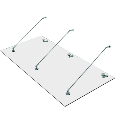 HOMCOM Marquise de vidro para porta, vidro temperado (ESG), aço inoxidável, vidro claro 200x90cm