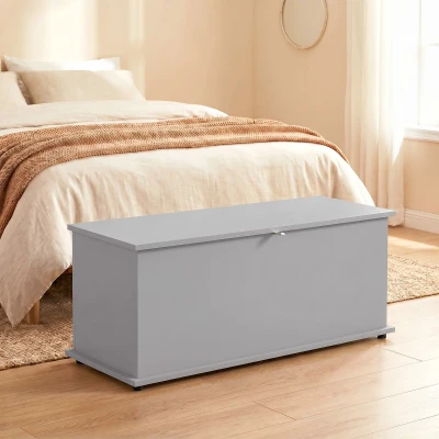 HOMCOM Banc Coffre Rangement 100x40x40 cm Gris avec Couvercle