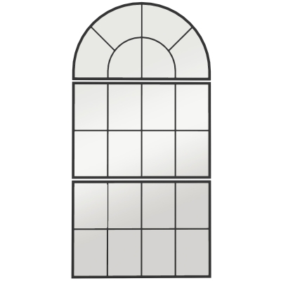 HOMCOM Wandspiegel, Raamspiegel, Drieluik, Metalen Frame, 76 x 53 cm, Zwart