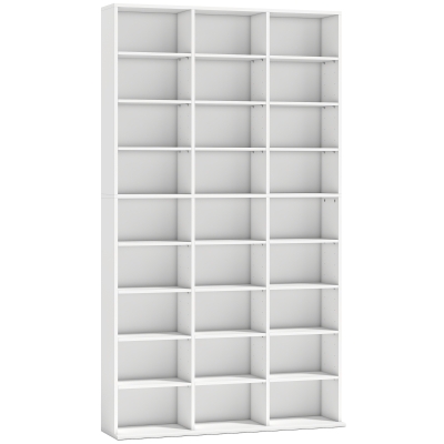 HOMCOM Étagère 27 Compartiments 835 CD 500 DVD Blanc
