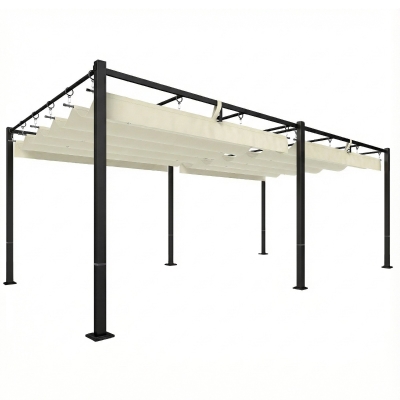 Outsunny Pergola 5,7x2,95m Toit Rétractable UV50+ Beige