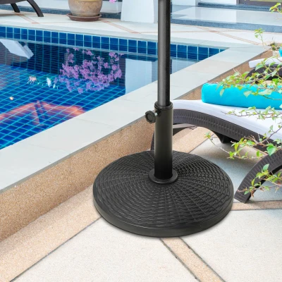 Outsunny Pé de guarda-sol redondo base de lastro Ø 44,5 x 32 cm resina imitação rattan preto bronze