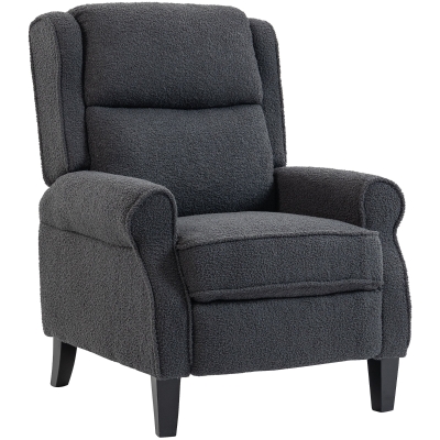 HOMCOM Verstellbarer Relaxsessel aus Teddy-Fleece, Relaxstuhl mit ausziehbarer Fußstütze, gepolsterter Sitz, grau