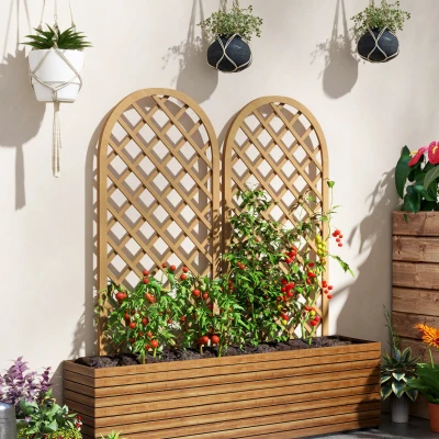 Outsunny Conjunto de 2 treliças em madeira - painel em arco para plantas trepadeiras - dim. um painel: 60L x 120H cm