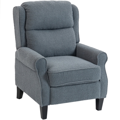 HOMCOM Sillón Relax Reclinable en Tejido de Borreguito Sillón de Relax con Reposapiés Extensible Asiento Acolchado Gris