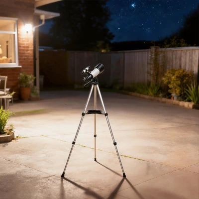 Outsunny Télescope Astronomique 70mm avec Trépied Réglable Blanc