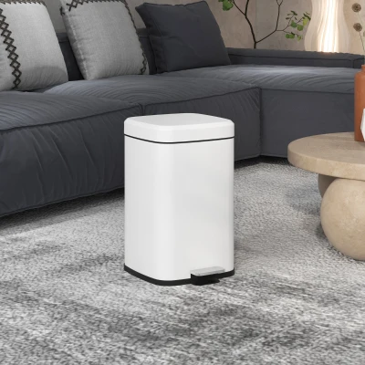 HOMCOM Lixeira de cozinha 20L com tampa de fechamento suave e pedal, balde interno removível, 28L x 35l x 45H cm, branco