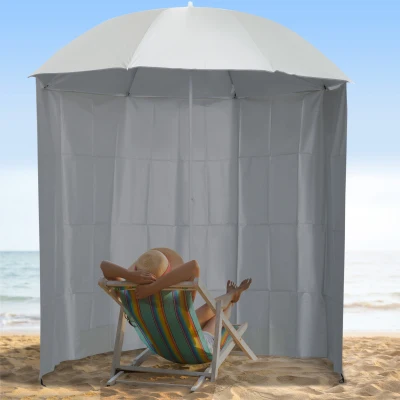 Outsunny Guarda-sol de praia Ø 2,2 x 2,2 m proteção UV, saco de transporte, estacas e lastros integrados creme