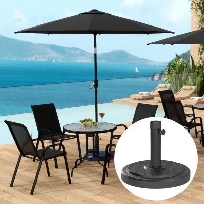 Outsunny Base para guarda-sol exterior para mastro de Ø 38 e 48 mm peso líquido 22 kg em metal Ø 48 x 38,5 cm preto