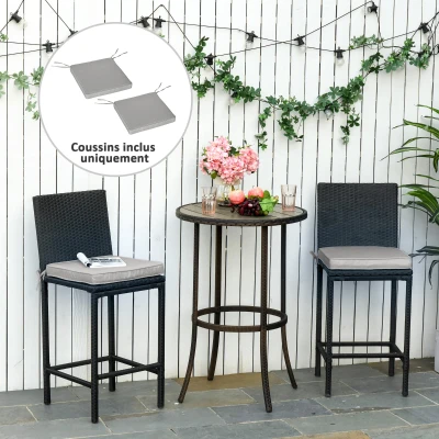 Outsunny Conjunto de 2 Almofadas para Cadeira/Poltrona de Jardim Almofadas de Assento com Capas Removíveis Acolchoamento 5 cm Poliéster Cinza claro