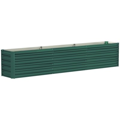 Outsunny Canteiro quadrado canteiro elevado em aço galvanizado barras de suporte e placas de canto fundo aberto 240 x 40 x 45 cm verde