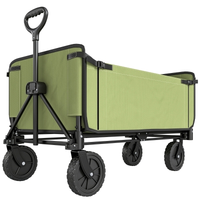 Outsunny Chariot Pliable 130L Sac Amovible Poignée Rotative Noir