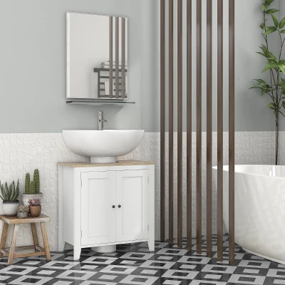 kleankin Mueble para Debajo del Lavabo Armario Bajo con 2 Puertas y Estante Ajustable Estilo Moderno 60x30x60 cm Blanco