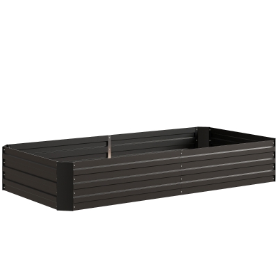 Outsunny Canteiro jardineira retangular em aço galvanizado tutores para tomates e plantas trepadeiras 180 x 90 x 29,5 cm