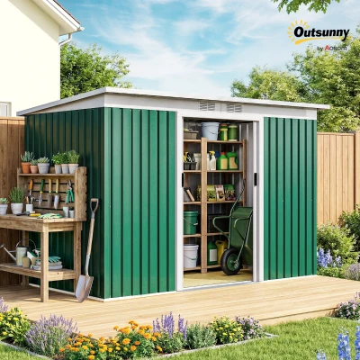 Outsunny 4ft x 9ft Steel Garden Tool Shed