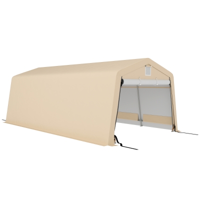 Outsunny Tenda garagem carport dim. 6,2L x 3,3l x 2,4H m aço galvanizado resistente PE alta densidade 150 g/m² impermeável anti-UV