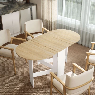 HOMCOM Table Pliante Ovale Moderne 163x80x75cm Naturel