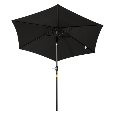 Outsunny Guarda-sol reto guarda-sol inclinável de jardim manivela tecido de poliéster alta densidade 180 g/m² Ø2,6 x 2,35 m alumínio preto