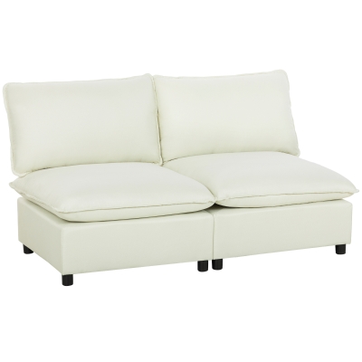 HOMCOM Canapé 2 Places Moderne 146 cm Sans Accoudoirs Crème
